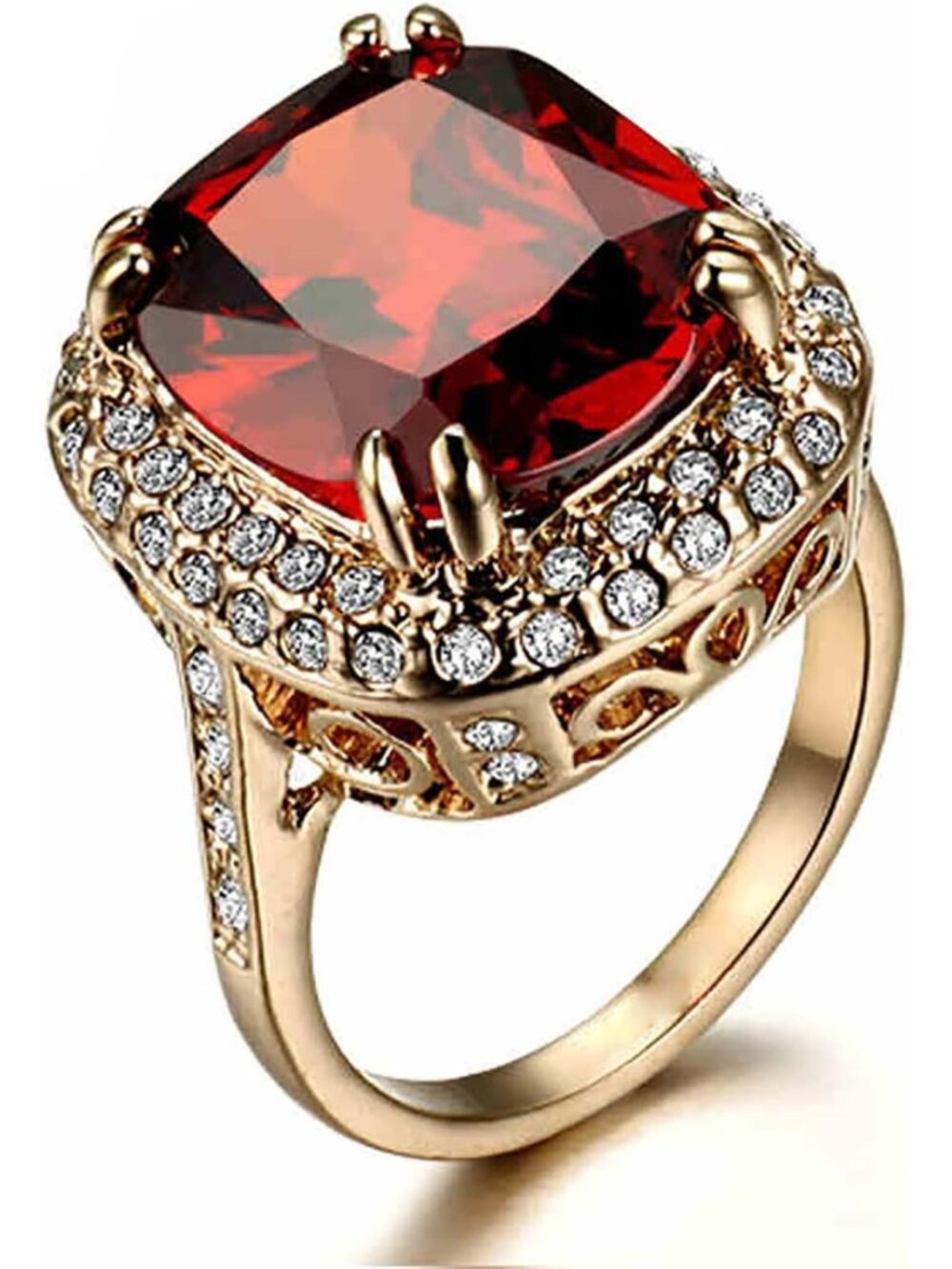 Stunning Yellow Cubic Zirconia Topaz Ring for Women - 18K Rose Gold Plated